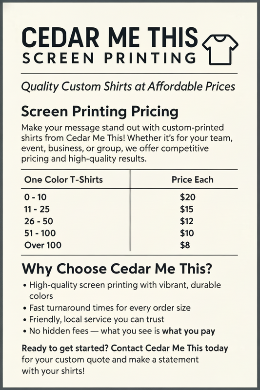 Screen Printing Pricing